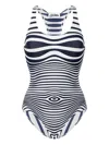 Jean Paul Gaultier Striped Swimsuit In Blue