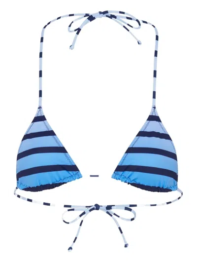 Jean Paul Gaultier Striped Tie Bikini Top In Blue
