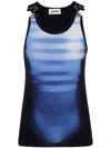 Jean Paul Gaultier Sleeveless Blue Cotton Striped Top Le Male With Wide Neckline In Blue