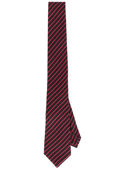 Jean Paul Gaultier Stripes Printed Tie In Burgundy