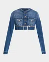Jean Paul Gaultier Short Belted Denim Jacket In 57-vintageblue