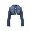 Jean Paul Gaultier Super Cropped Denim Jacket In Blue