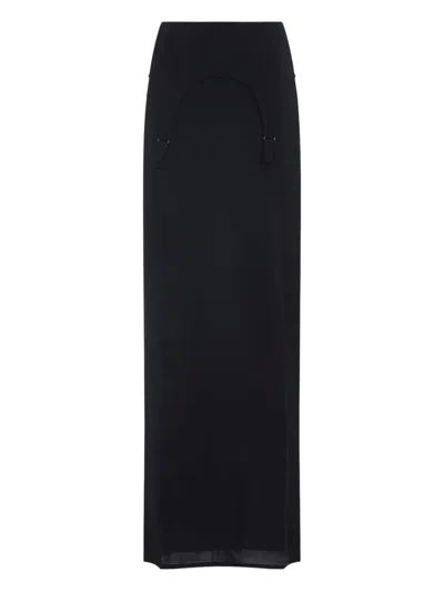 Jean Paul Gaultier Long Sheer Skirt With Lingerie Details In Black