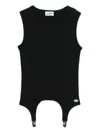 Jean Paul Gaultier Suspender Ribbed Tank Top In Black