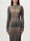 Jean Paul Gaultier Mesh Top With Geometric Pattern And Spiral Print