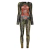 Jean Paul Gaultier Graphic Print Full-length Dress With Long Sleeves