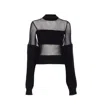 Jean Paul Gaultier Lambswool Ribbed Mesh Cut Out Sweater In Black