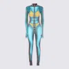 Jean Paul Gaultier Printed Zipper Jumpsuit In Blue
