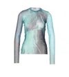 Jean Paul Gaultier Abstract Print Fitted Knitwear Long Sleeve Top In Green