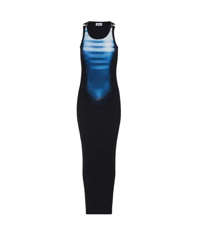 Jean Paul Gaultier Ribbed Long Dress ''le Mâle'' In Black