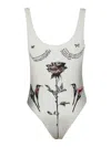 Jean Paul Gaultier Swimsuit Printed Tattoo Roses In Color Carne Y Neutral
