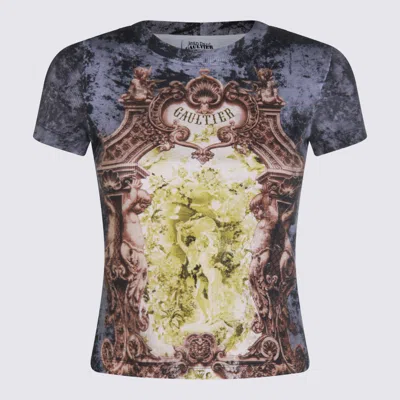 Jean Paul Gaultier Crew Neck Graphic Print Short Sleeves Top In Gray