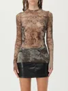 Jean Paul Gaultier Sheer Medallion Print Slim Fit Top