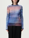 Jean Paul Gaultier Light Blue Mesh Printed Air Long Sleeves Top In Blue
