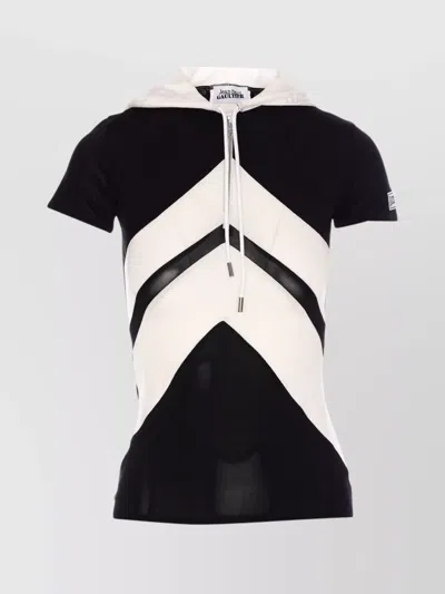 JEAN PAUL GAULTIER T-SHIRT WITH CONTRAST PANELS AND GEOMETRIC PATTERN