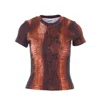Jean Paul Gaultier Python-print Crew-neck T-shirt In Brown