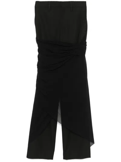 JEAN PAUL GAULTIER TAILORED PANT MESH SARONG WOMAN BLACK