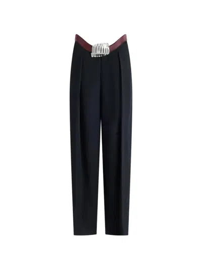 Jean Paul Gaultier Tailored Trousers With Integrated Leather Belt In Pink