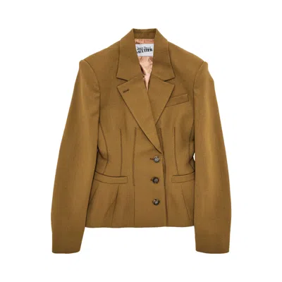 Pre-owned Jean Paul Gaultier Tailoring Wool Basque Jacket 'olive Green' | Women's Size 36