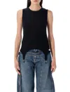 Jean Paul Gaultier Cotton Ribbed Tank Top With Lingerie Garter Clothing In Black