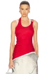 Jean Paul Gaultier Ribbed Twisted Double Layer Cotton Tank Top