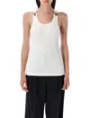 Jean Paul Gaultier Ribbed Texture Sleeveless Tank Top With Double Buckle Hardware In White