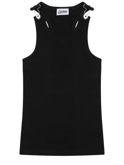 Jean Paul Gaultier Tank Top In Cotone In Black
