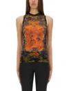 Jean Paul Gaultier Mesh Tank Top Printed Medaillon Woman Multicolor