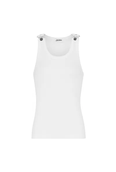 JEAN PAUL GAULTIER TANK TOP OVERALL ENGRAVED WOMAN WHITE