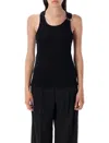 Jean Paul Gaultier Tank Top With Gold-tone Hardware And Ribbed Texture In Black