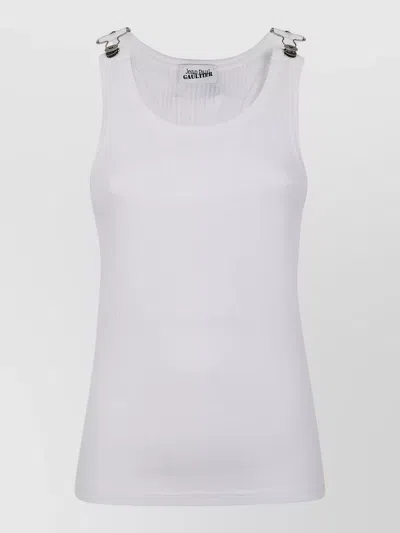 Jean Paul Gaultier Tank Top Racerback Ribbed Scoop Neck In Gold