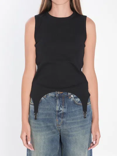 Jean Paul Gaultier Tank Top With Lingerie Garter In Black