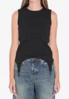 Jean Paul Gaultier Cotton Ribbed Tank Top With Lingerie Garter Clothing In Black