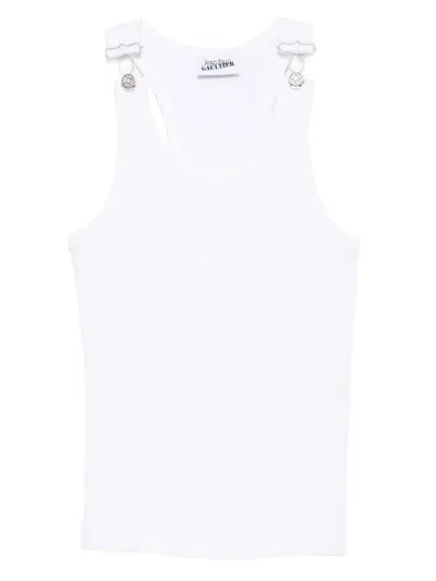 Jean Paul Gaultier Tank Top With Overall Engraved In White