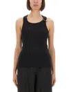 Jean Paul Gaultier Tank Top With Gold-tone Hardware And Ribbed Texture In Black