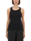 Jean Paul Gaultier Tank Top With Gold-tone Hardware And Ribbed Texture In Black