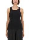 Jean Paul Gaultier Tank Top With Gold-tone Hardware And Ribbed Texture In Black
