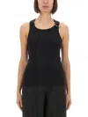 Jean Paul Gaultier Tank Top With Gold-tone Hardware And Ribbed Texture In Black