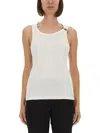 Jean Paul Gaultier Ribbed Texture Scoop Neck Sleeveless Top In White