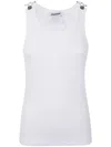 Jean Paul Gaultier Ribbed Texture Sleeveless Tank Top With Double Buckle Hardware In White