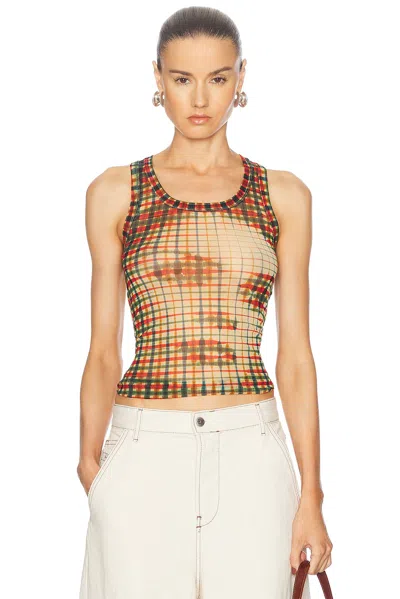 Jean Paul Gaultier Multicolor Tartan Face Tank Top In Sepia Yellow Blue Red