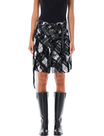 Jean Paul Gaultier Tartan Mesh Mini Skirt In Black