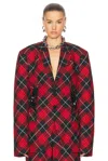 Jean Paul Gaultier Tartan Tailored Jacket In Red  Black  & White