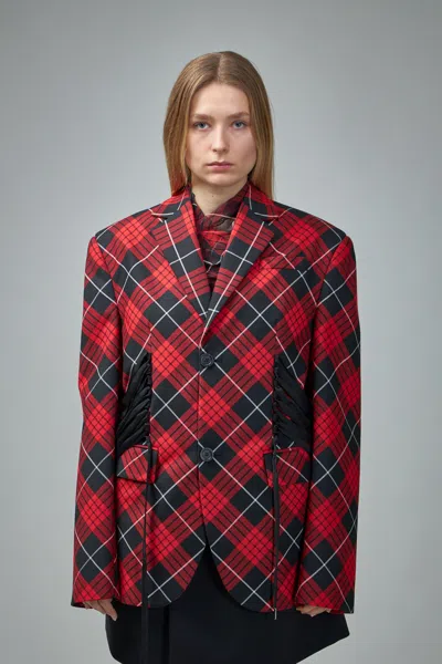 JEAN PAUL GAULTIER TARTAN TAILORED JACKET WITH LACING DETAIL
