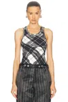 Jean Paul Gaultier Black & White Tartan Tank Top In Black  Grey  & White