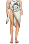 Jean Paul Gaultier Tattoo Collection Beach Cover-up In Ecru  Black  & Red