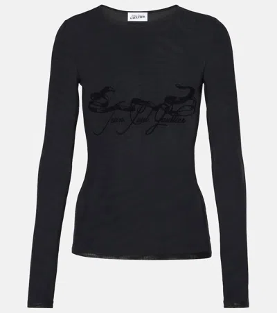 Jean Paul Gaultier Tattoo Collection Mesh Top In Black
