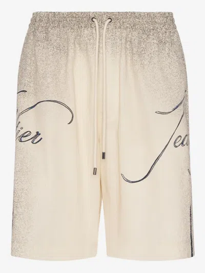 Jean Paul Gaultier Tattoo Deck Shorts In Ecru