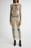 Jean Paul Gaultier Tattoo Marinière Long Sleeve Mesh Dress