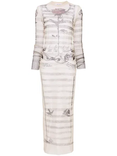 JEAN PAUL GAULTIER TATTOO MARINIÈRE MAXI DRESS